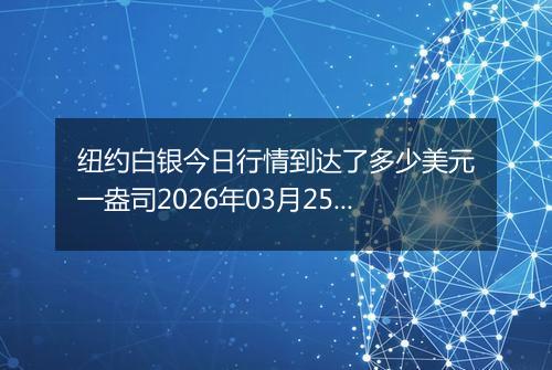 纽约白银今日行情到达了多少美元一盎司2026年03月25日