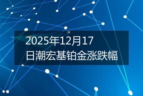 2025年12月17日潮宏基铂金涨跌幅