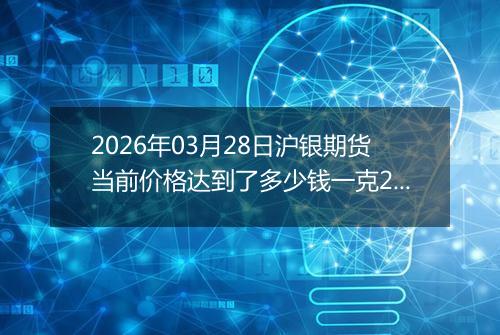 2026年03月28日沪银期货当前价格达到了多少钱一克2026年03月28日