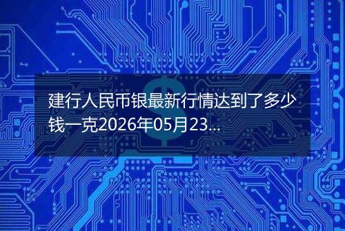 建行人民币银最新行情达到了多少钱一克2026年05月23日