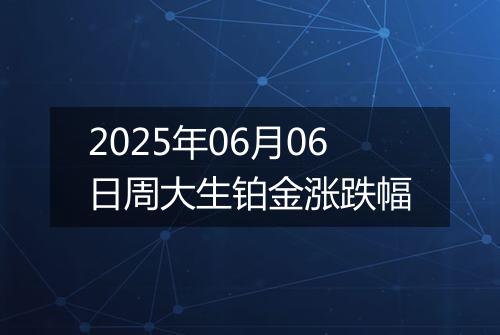2025年06月06日周大生铂金涨跌幅