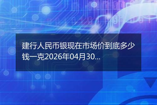 建行人民币银现在市场价到底多少钱一克2026年04月30日