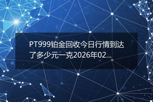 PT999铂金回收今日行情到达了多少元一克2026年02月24日