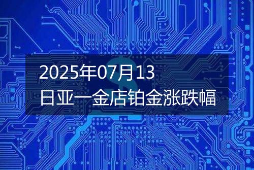 2025年07月13日亚一金店铂金涨跌幅