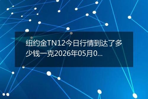 纽约金TN12今日行情到达了多少钱一克2026年05月03日