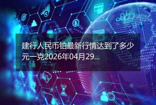 建行人民币铂最新行情达到了多少元一克2026年04月29日