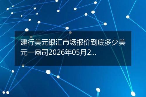 建行美元银汇市场报价到底多少美元一盎司2026年05月25日