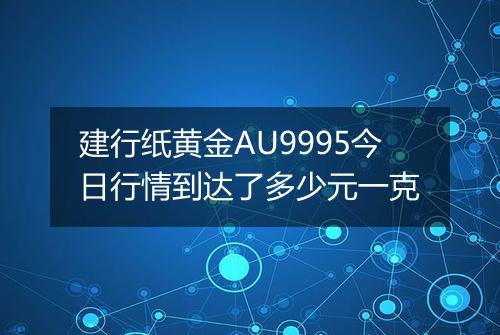 建行纸黄金AU9995今日行情到达了多少元一克