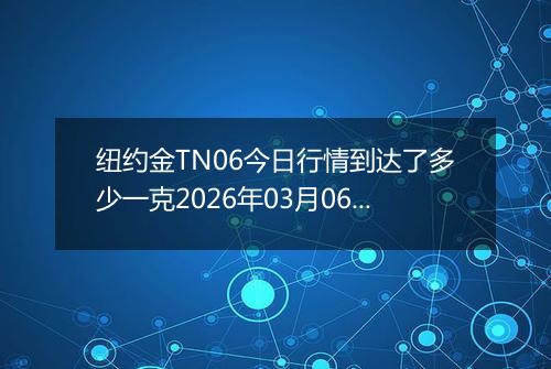 纽约金TN06今日行情到达了多少一克2026年03月06日