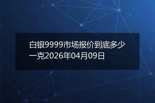 白银9999市场报价到底多少一克2026年04月09日