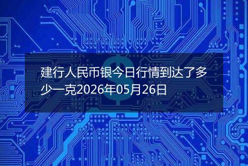 建行人民币银今日行情到达了多少一克2026年05月26日