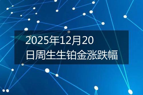 2025年12月20日周生生铂金涨跌幅