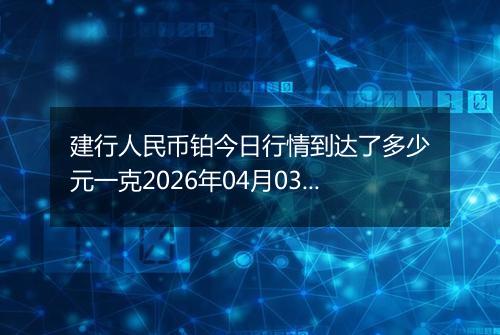 建行人民币铂今日行情到达了多少元一克2026年04月03日