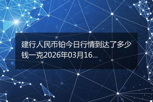 建行人民币铂今日行情到达了多少钱一克2026年03月16日