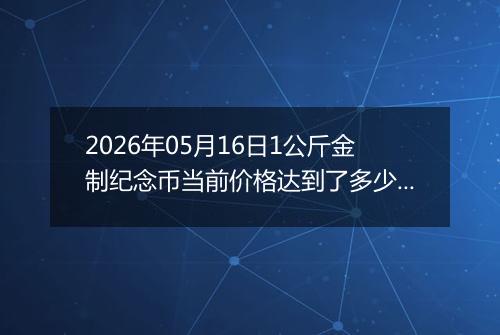 2026年05月16日1公斤金制纪念币当前价格达到了多少元一个2026年05月16日