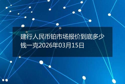 建行人民币铂市场报价到底多少钱一克2026年03月15日