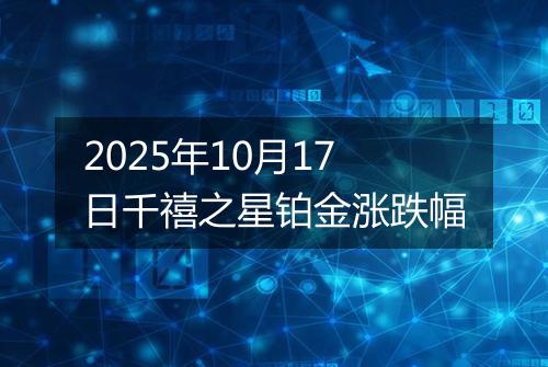 2025年10月17日千禧之星铂金涨跌幅