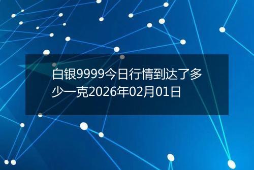白银9999今日行情到达了多少一克2026年02月01日