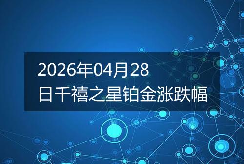 2026年04月28日千禧之星铂金涨跌幅