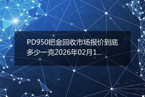 PD950钯金回收市场报价到底多少一克2026年02月15日