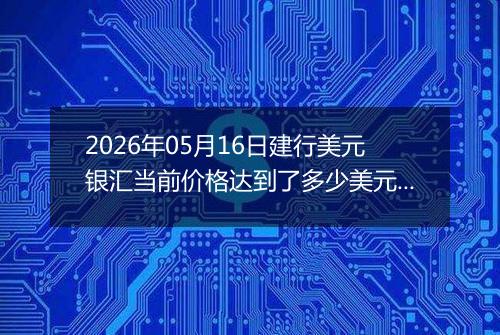 2026年05月16日建行美元银汇当前价格达到了多少美元一盎司2026年05月16日