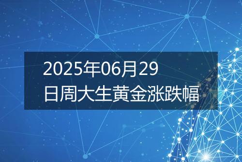 2025年06月29日周大生黄金涨跌幅
