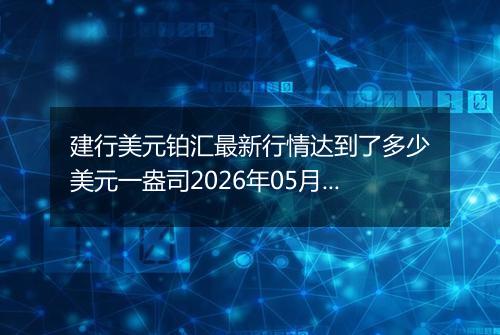 建行美元铂汇最新行情达到了多少美元一盎司2026年05月22日