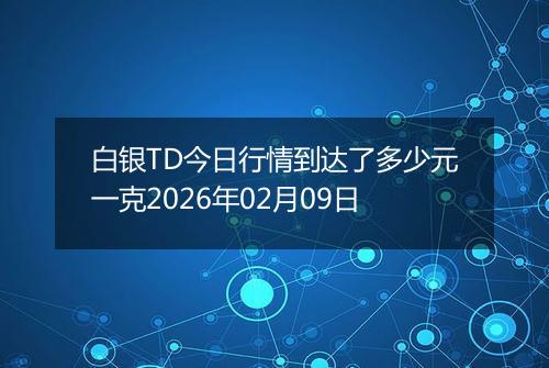 白银TD今日行情到达了多少元一克2026年02月09日