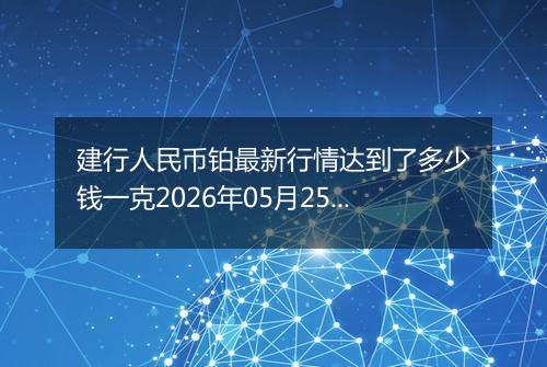 建行人民币铂最新行情达到了多少钱一克2026年05月25日