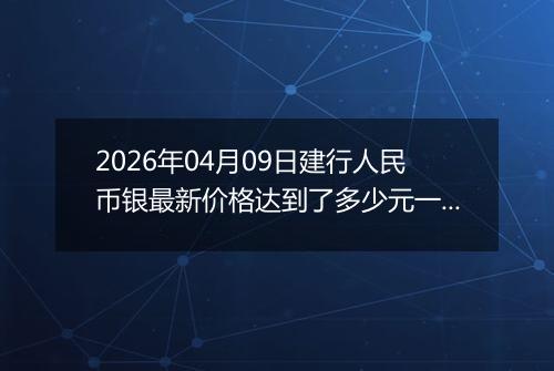 2026年04月09日建行人民币银最新价格达到了多少元一克