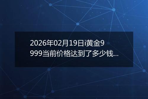 2026年02月19日i黄金9999当前价格达到了多少钱一克2026年02月19日