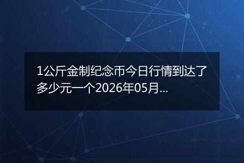 1公斤金制纪念币今日行情到达了多少元一个2026年05月03日