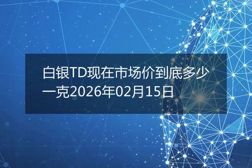 白银TD现在市场价到底多少一克2026年02月15日