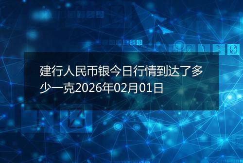 建行人民币银今日行情到达了多少一克2026年02月01日