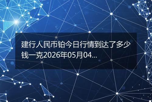 建行人民币铂今日行情到达了多少钱一克2026年05月04日