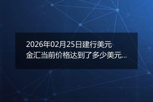 2026年02月25日建行美元金汇当前价格达到了多少美元一盎司2026年02月25日
