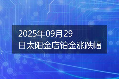 2025年09月29日太阳金店铂金涨跌幅