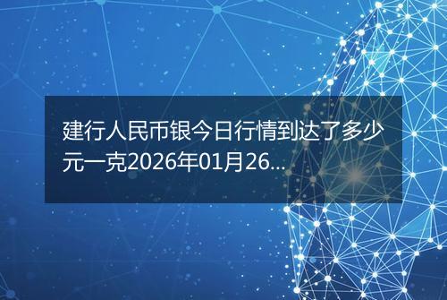 建行人民币银今日行情到达了多少元一克2026年01月26日