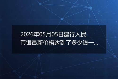 2026年05月05日建行人民币银最新价格达到了多少钱一克