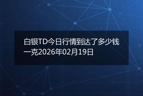 白银TD今日行情到达了多少钱一克2026年02月19日