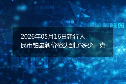 2026年05月16日建行人民币铂最新价格达到了多少一克