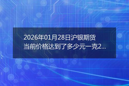 2026年01月28日沪银期货当前价格达到了多少元一克2026年01月28日