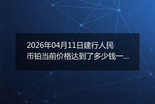 2026年04月11日建行人民币铂当前价格达到了多少钱一克2026年04月11日