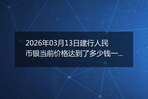 2026年03月13日建行人民币银当前价格达到了多少钱一克2026年03月13日