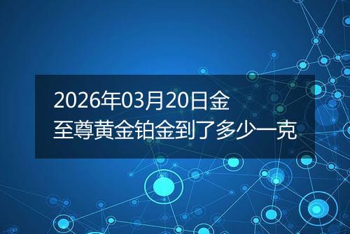 2026年03月20日金至尊黄金铂金到了多少一克
