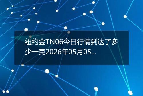 纽约金TN06今日行情到达了多少一克2026年05月05日