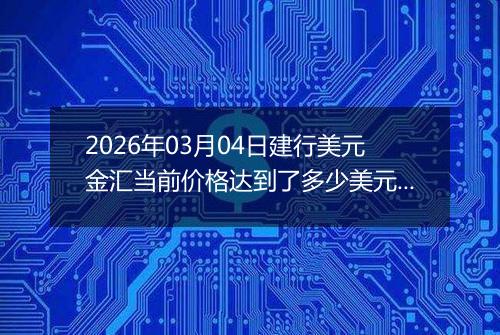 2026年03月04日建行美元金汇当前价格达到了多少美元一盎司2026年03月04日