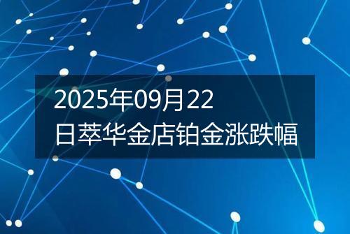 2025年09月22日萃华金店铂金涨跌幅