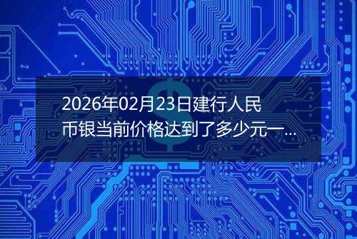 2026年02月23日建行人民币银当前价格达到了多少元一克2026年02月23日