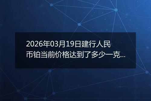 2026年03月19日建行人民币铂当前价格达到了多少一克2026年03月19日